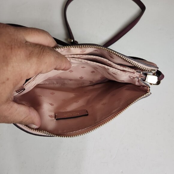 Kate Spade Jackson Leather Triple Gusset Dusk Buds Pink Floral Crossbody - Picture 11 of 13